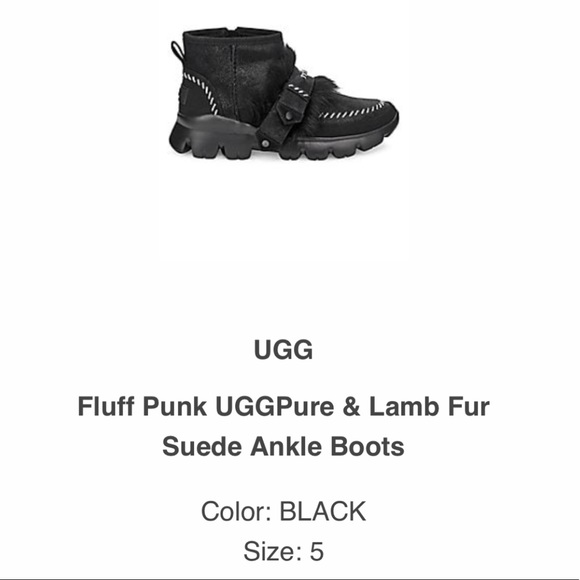 UGG Fluff Punk Black Ankle Boot Brand New in Box - Picture 10 of 16